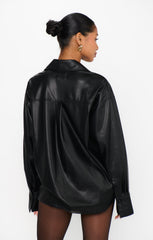 Lincoln Shirt Jacket ~ Black Faux Leather