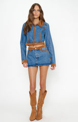 Dawson Skort ~ Indigo with Faux Suede