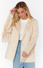 Sierra Fringe Jacket ~ Cream Faux Suede