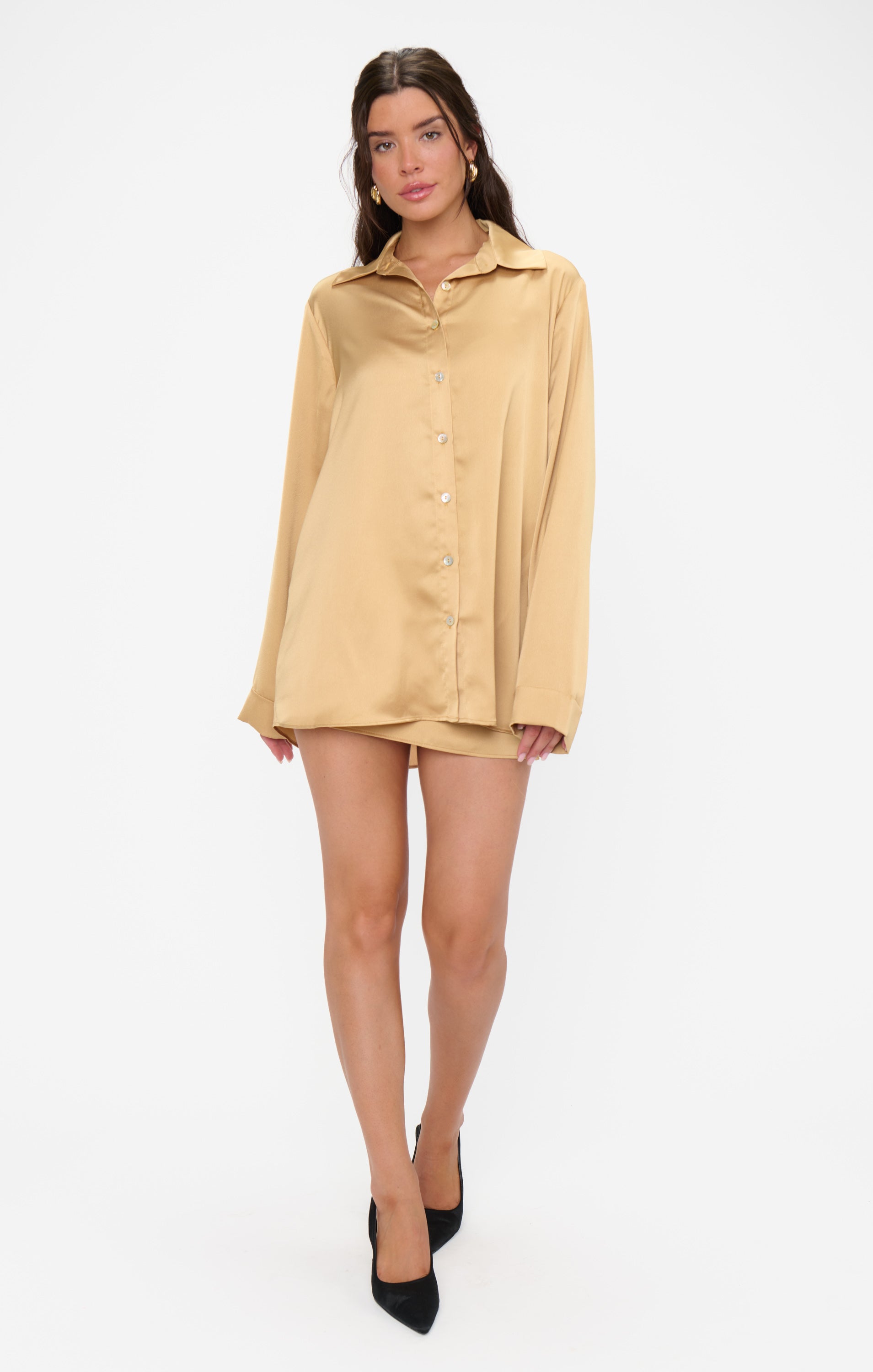 Smith Button Down ~ True Gold Luxe Satin