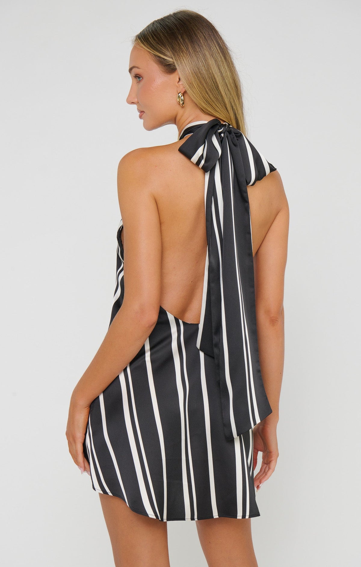 Twist Mini Dress ~ Onyx Stripe