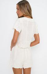 Lyla Shorts ~ White Eyelet Embroidery