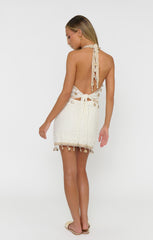Beachside Mini Dress ~ White Shell Crochet