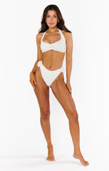 Malta Top ~ Ivory Scrunch with Rosettes