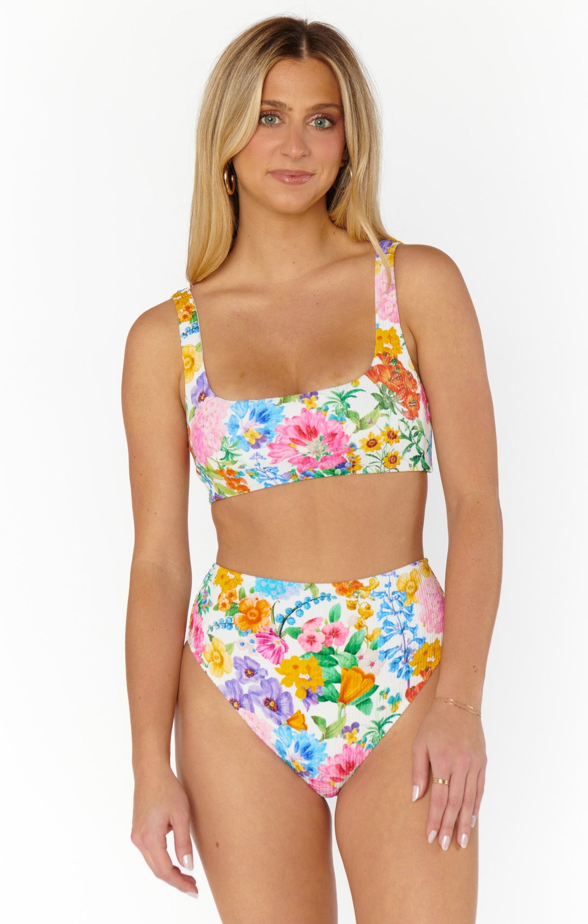 Sail Bottom ~ Ivory Botanical Rib Scrunch