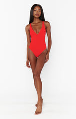Cape May One Piece ~ Hot Tamale Red Scrunch