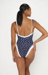 Saint Jean One Piece ~ Reversible Navy Polka Dot
