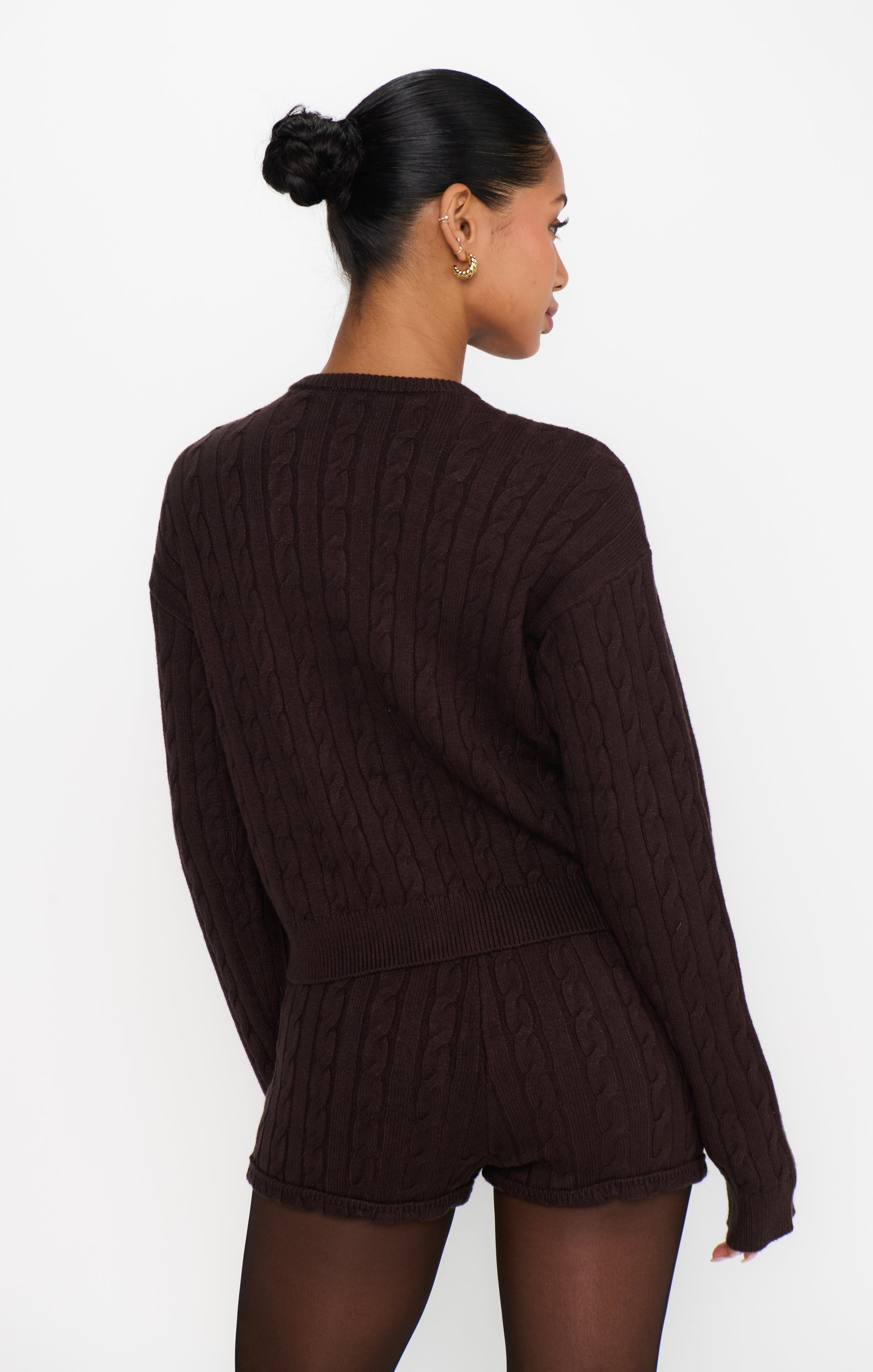 Throw On Shorts ~ Chocolate Cable Knit