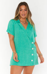 Bicoastal Blazer Romper ~ Seafoam Linen