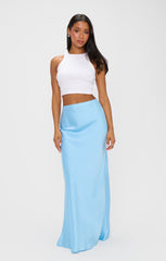 Maxi Slip Skirt ~ Baby Blue Luxe Satin
