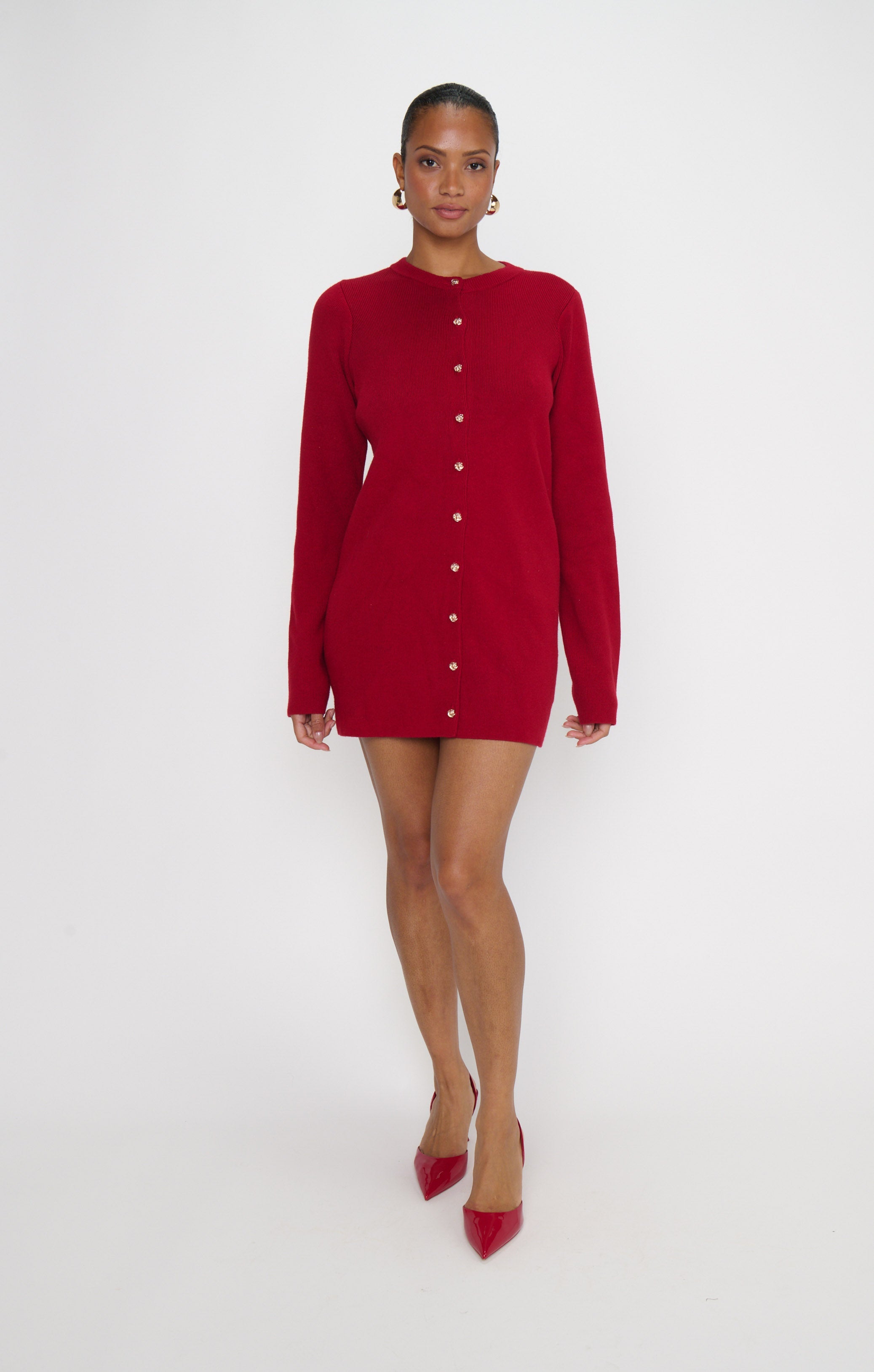 Marguerite Cardigan Dress ~ Lover Red Knit