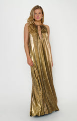 Lucille Maxi Dress ~ Pleated Gold