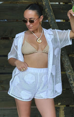 Jax Button Down ~ Seashell Mesh