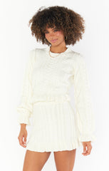 Ridley Ruffle Skirt ~ Cream Cable Knit