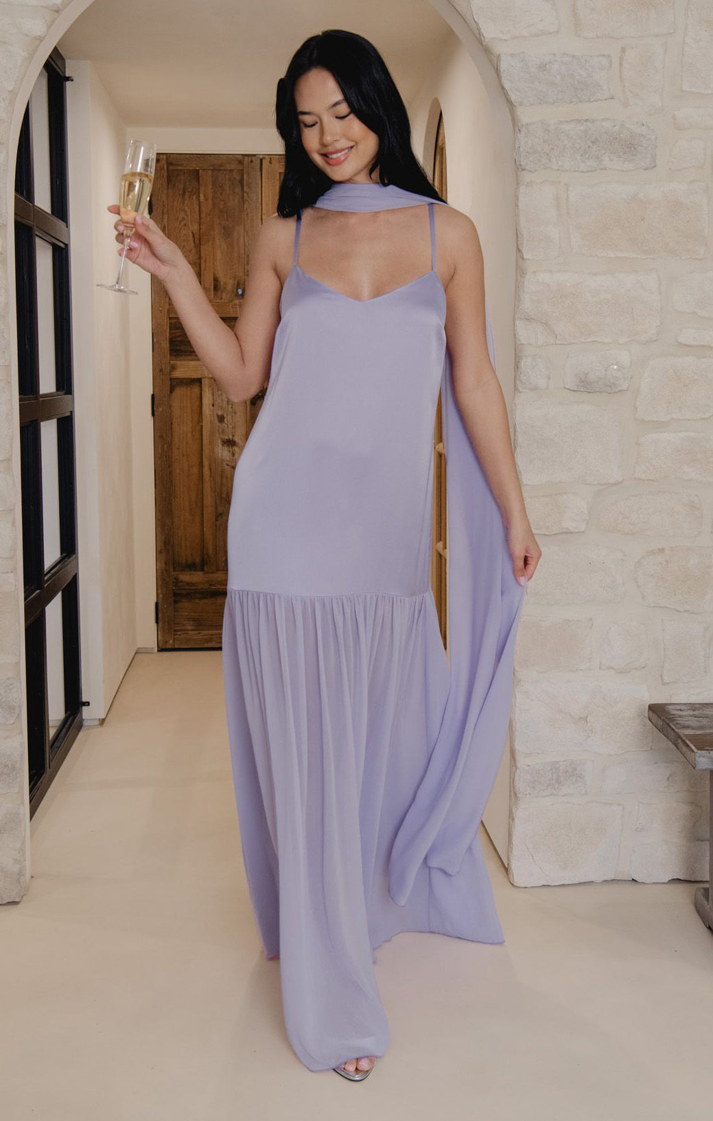 Dalia Maxi Dress ~ Lavender Luxe Satin