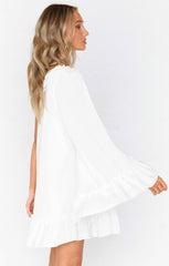 Wonder Mini Dress ~ White Silky Crepe
