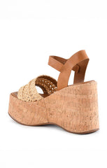Seychelles Willow Heel ~ Natural Raffia/Tan Leather