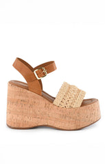 Seychelles Willow Heel ~ Natural Raffia/Tan Leather